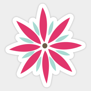 Retro Flower in pink, light blue, and brown Sticker